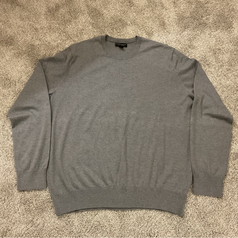 Banana Republic Luxury Blend Sweater Silk Cashmere Blend Gray XL